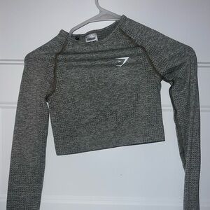 Gray Long Sleeve GymShark Crop Top